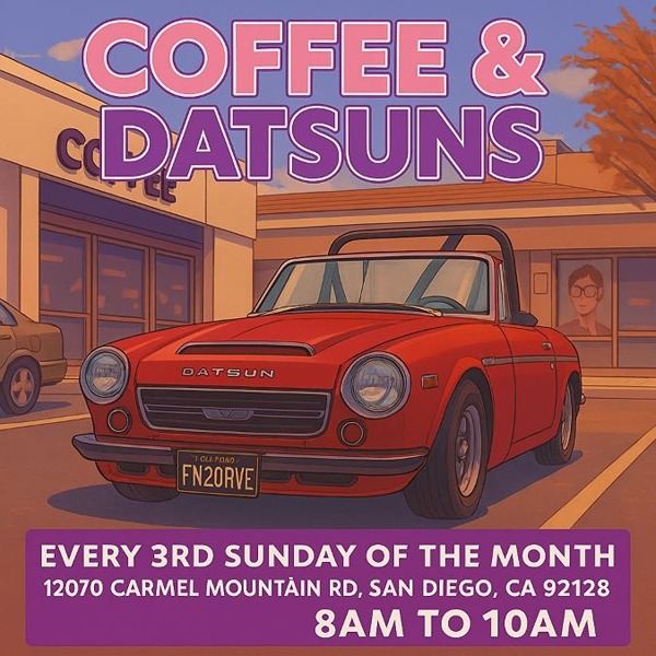 Coffee and Datsuns Car Meet flyer 2026